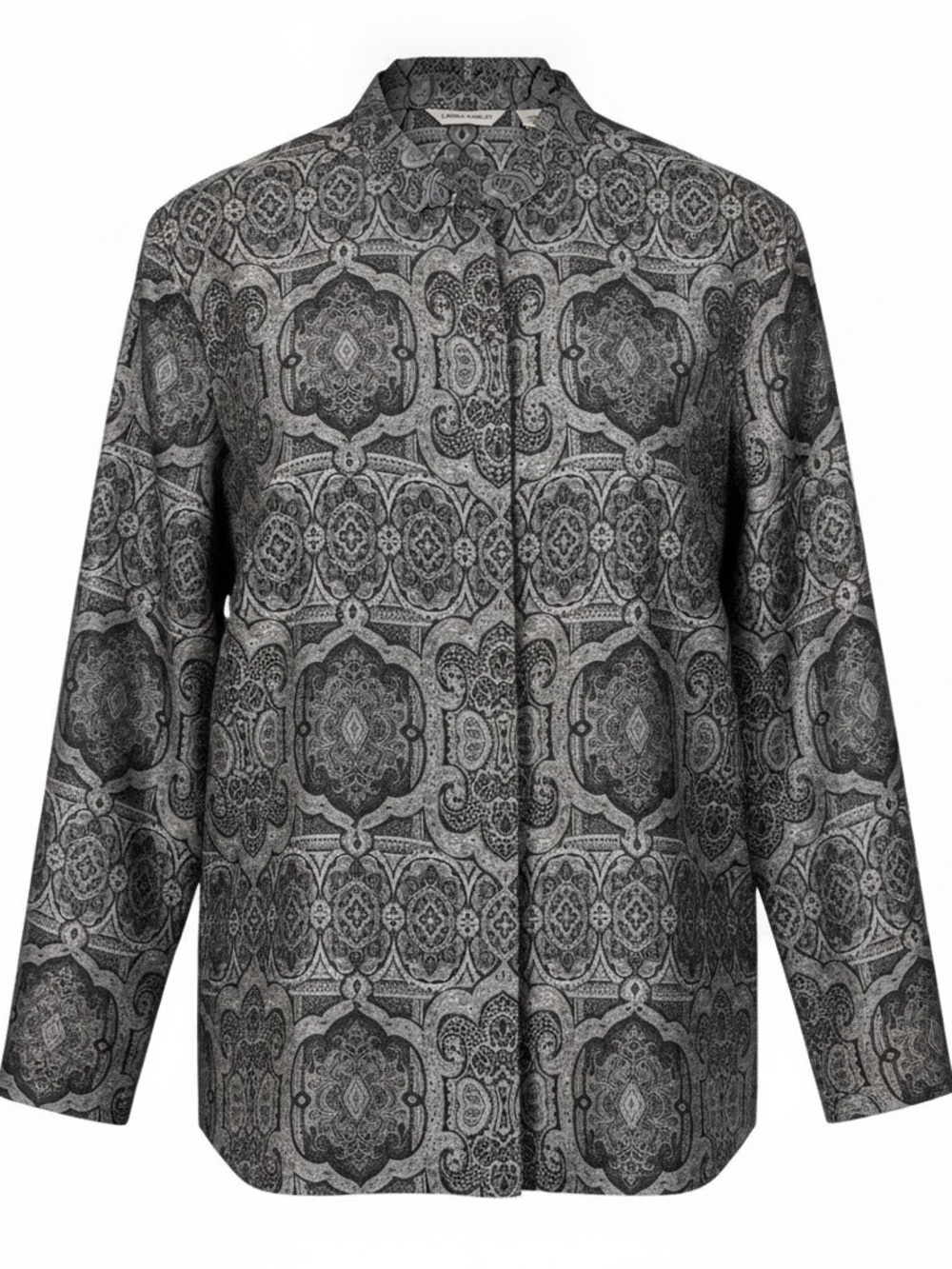 Vintage 90sLaura Ashley Black & Gray Blazer Jacket Mandarin Collar Y2K